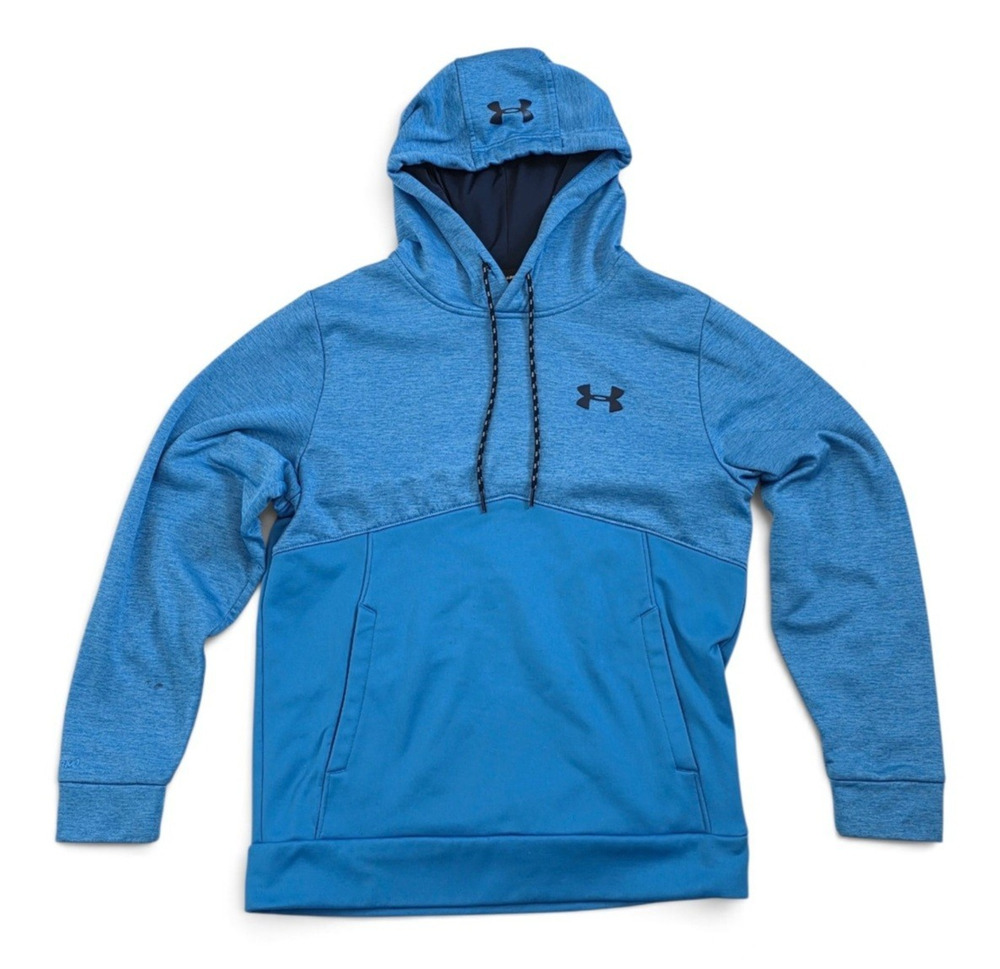 Under Armour Men’s Blue SM/P Pullover Fleece Hoodie Colorblock Loose Pockets